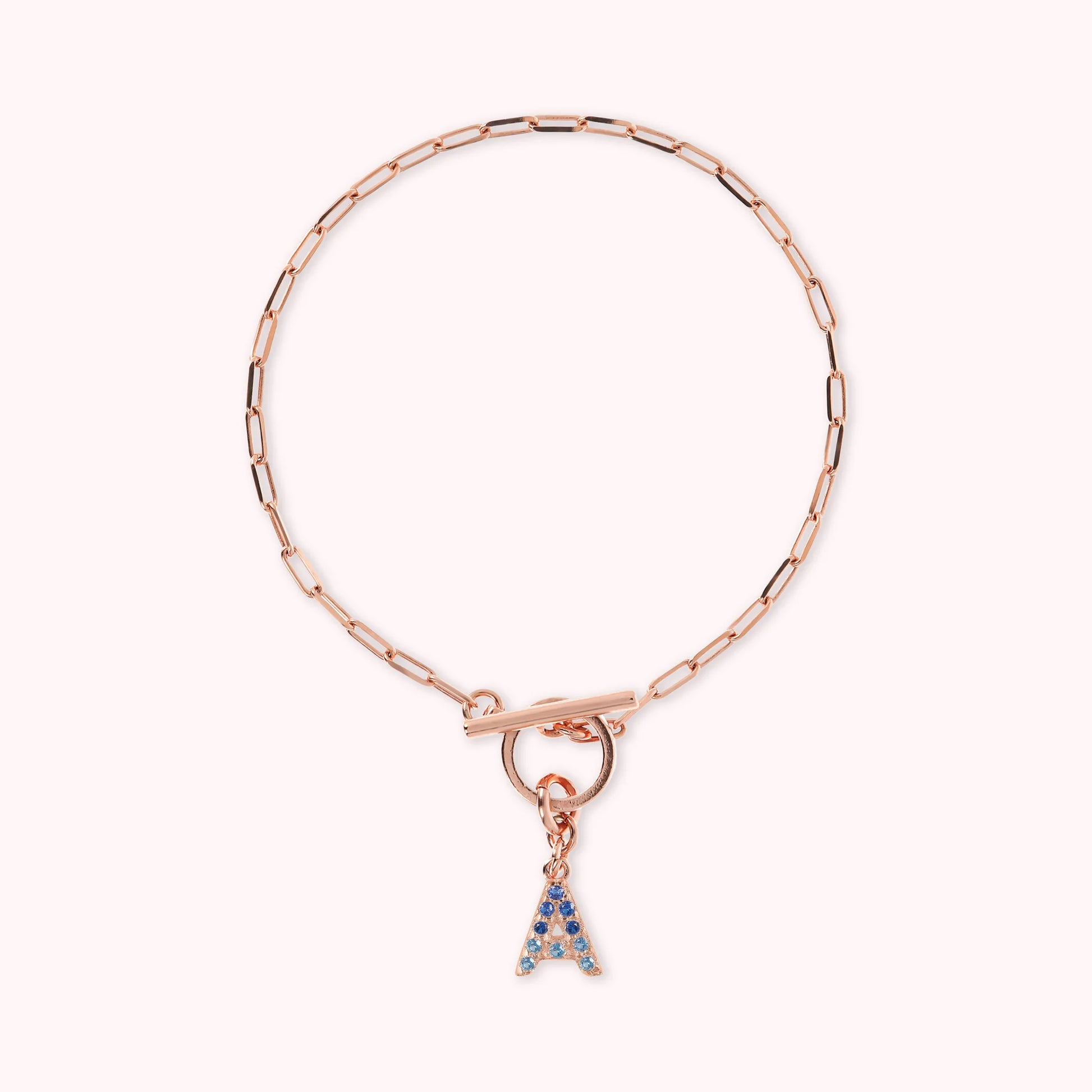 Mini Paper Link Necklace With Letter Pavé and T-Bar