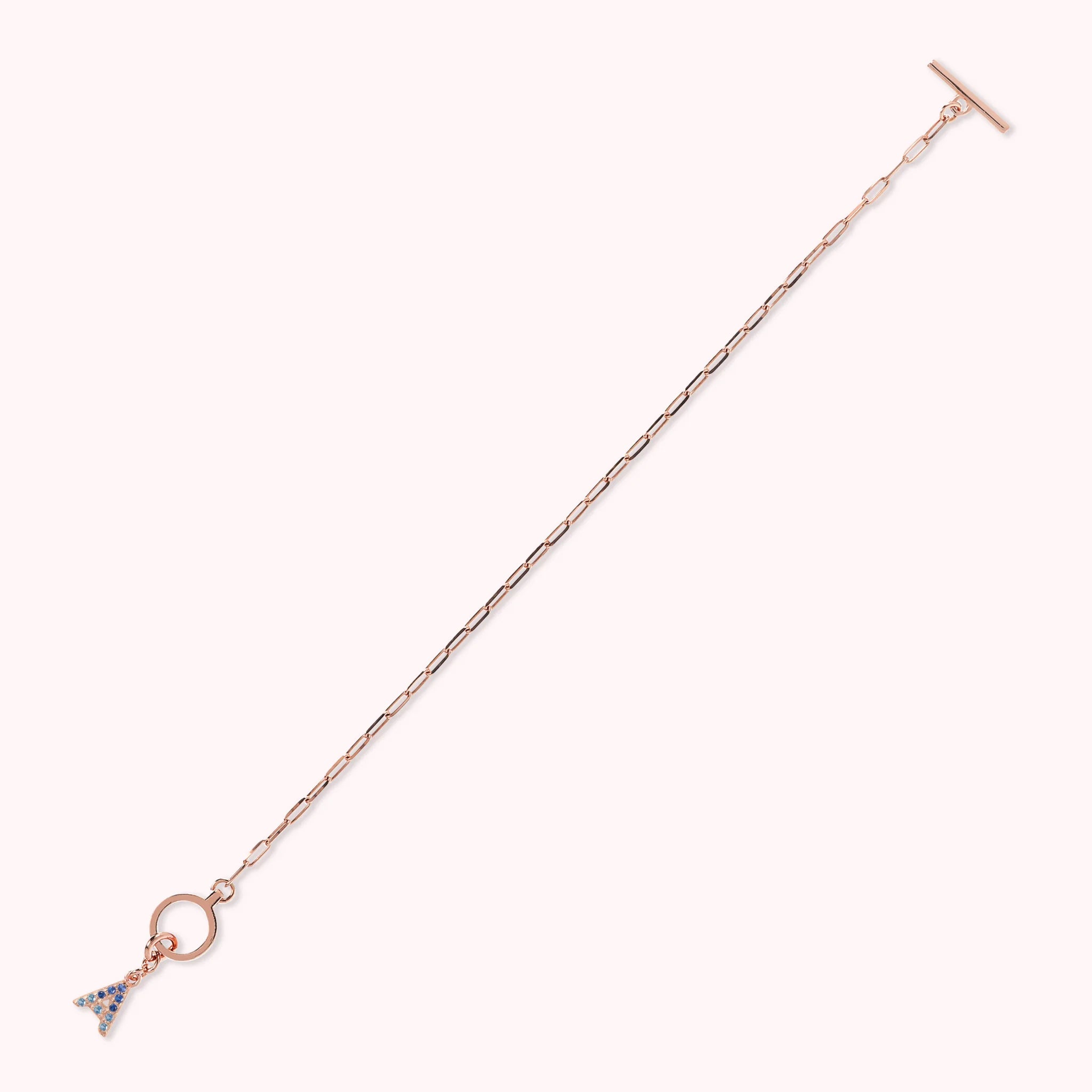 Mini Paper Link Necklace With Letter Pavé and T-Bar