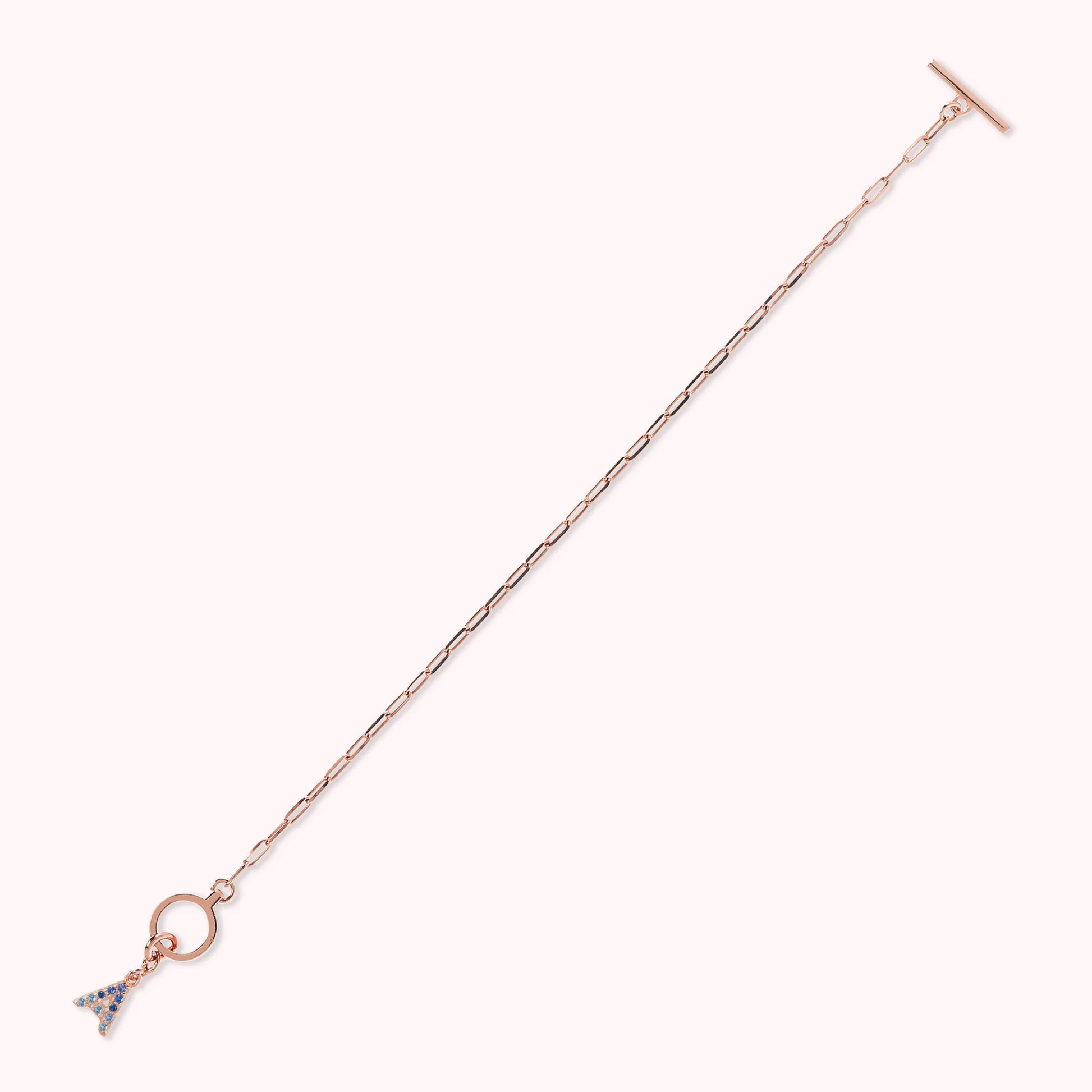 Mini Paper Link Necklace With Letter Pavé and T-Bar