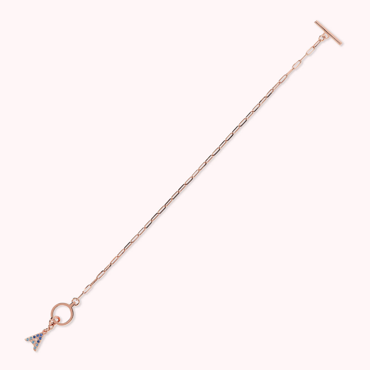 Mini Paper Link Necklace With Letter Pavé and T-Bar