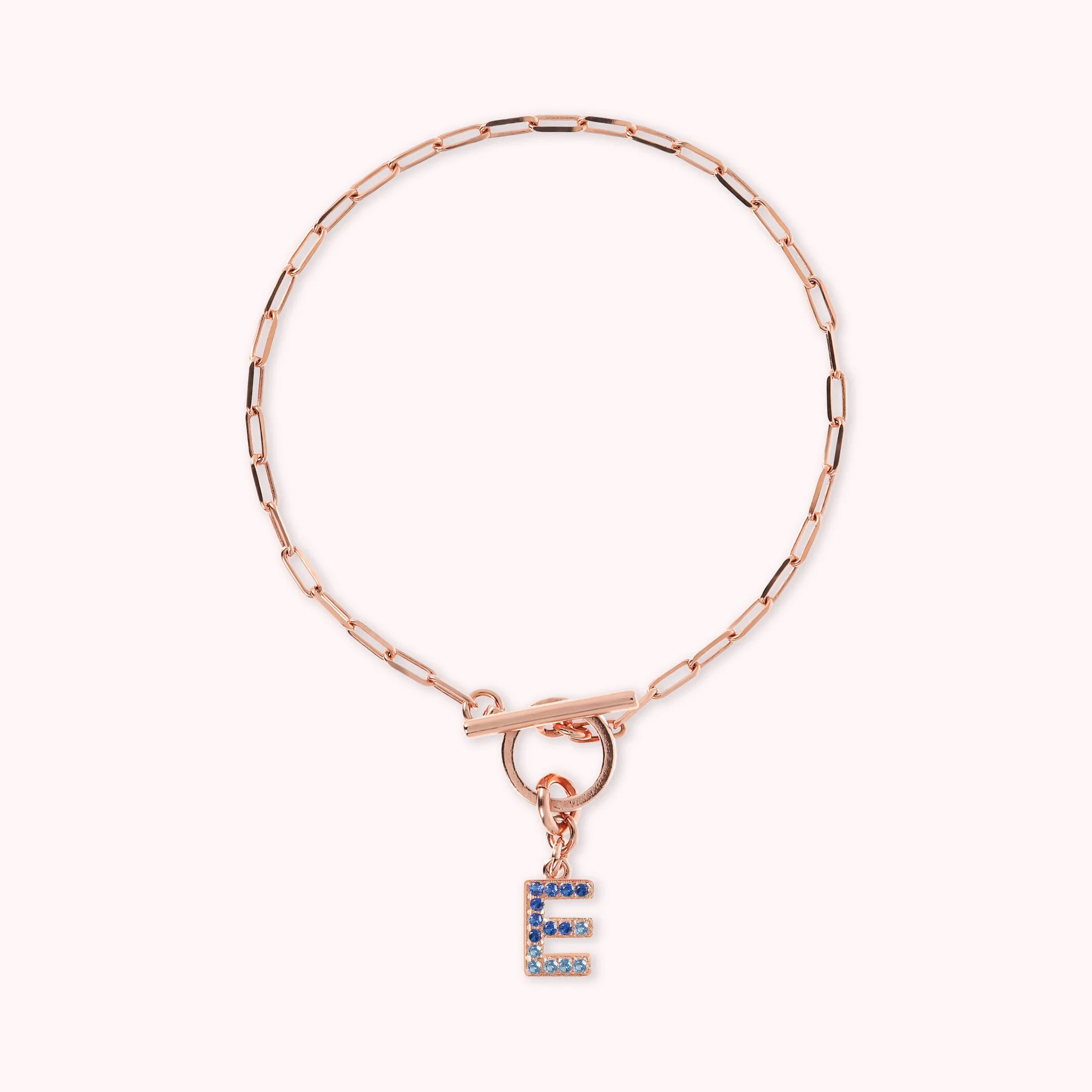 Mini Paper Link Necklace With Letter Pavé and T-Bar