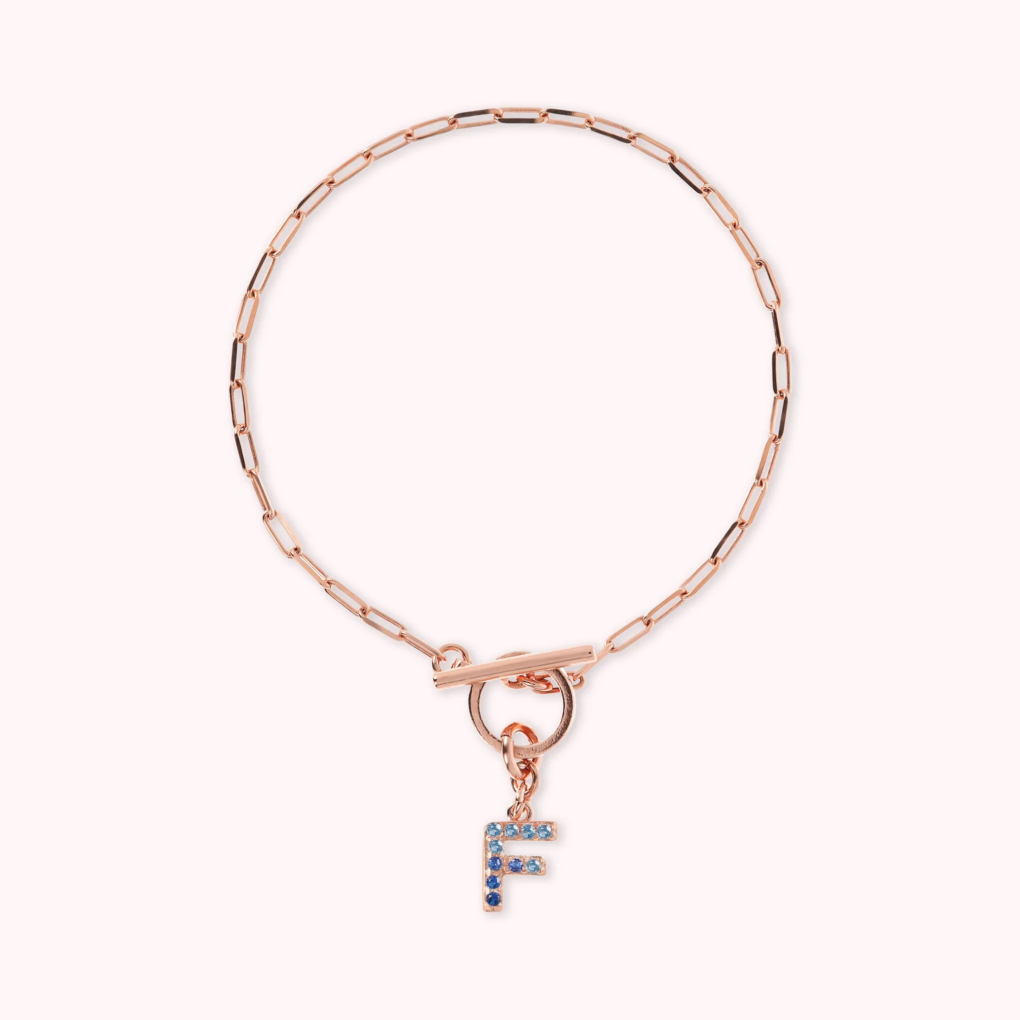 Mini Paper Link Necklace With Letter Pavé and T-Bar