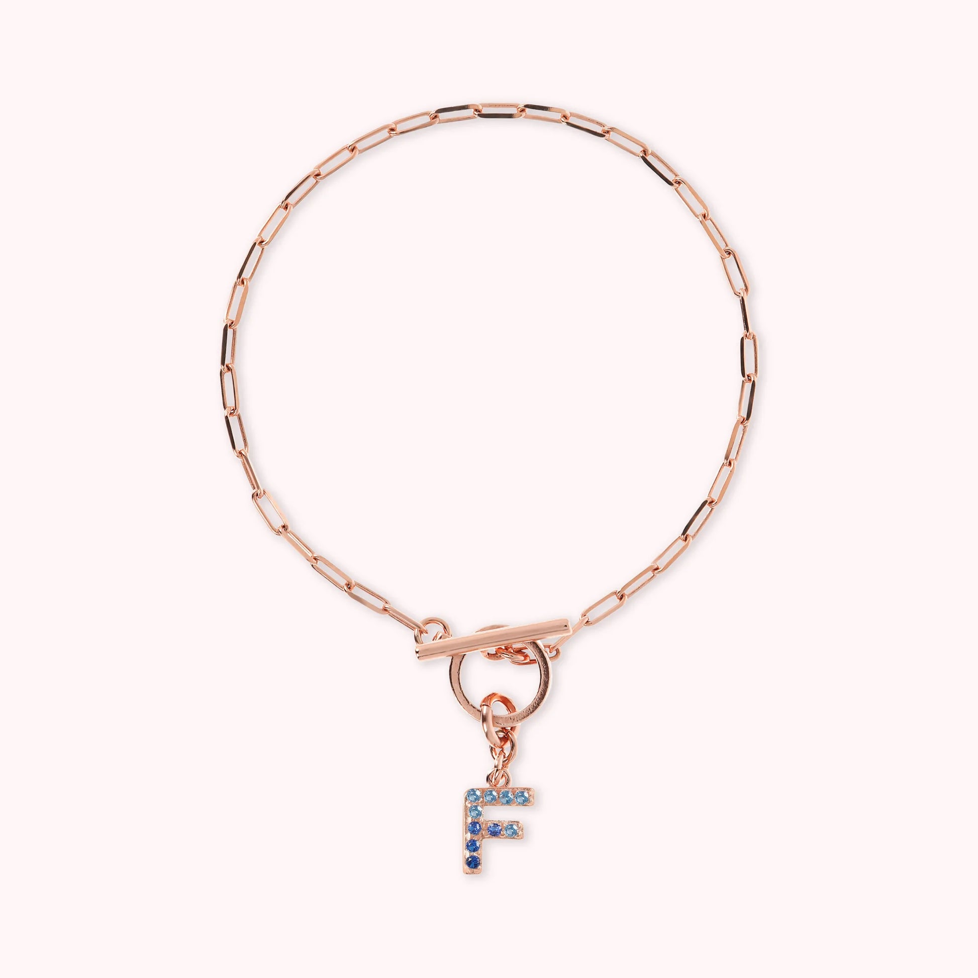 Mini Paper Link Necklace With Letter Pavé and T-Bar