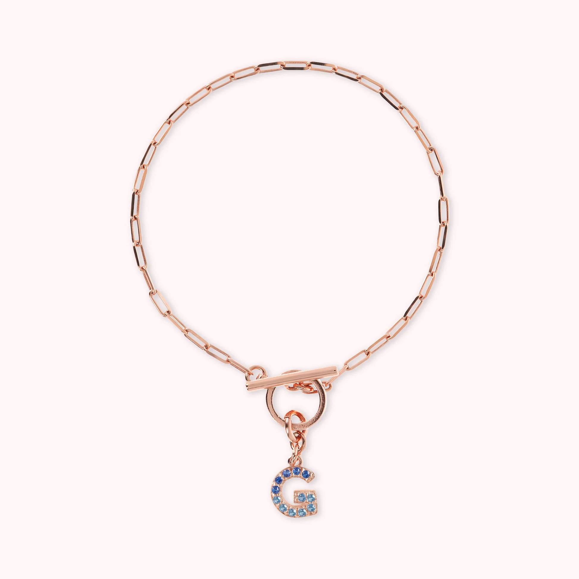 Mini Paper Link Necklace With Letter Pavé and T-Bar