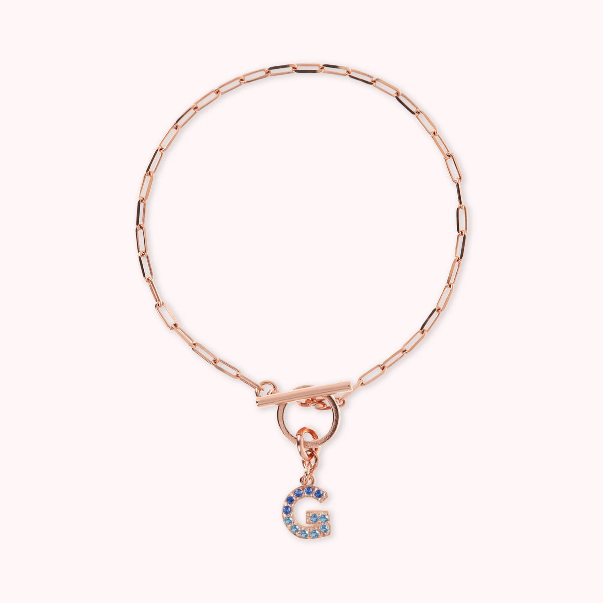 Mini Paper Link Necklace With Letter Pavé and T-Bar