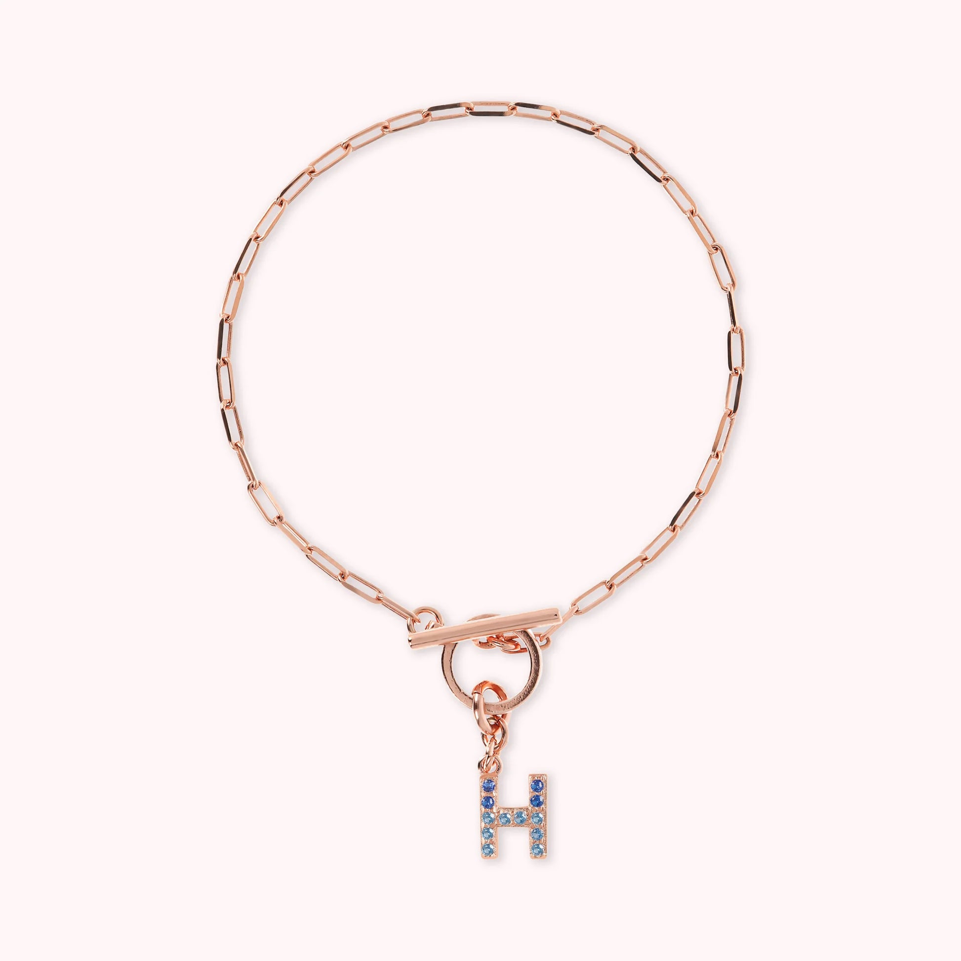 Mini Paper Link Necklace With Letter Pavé and T-Bar