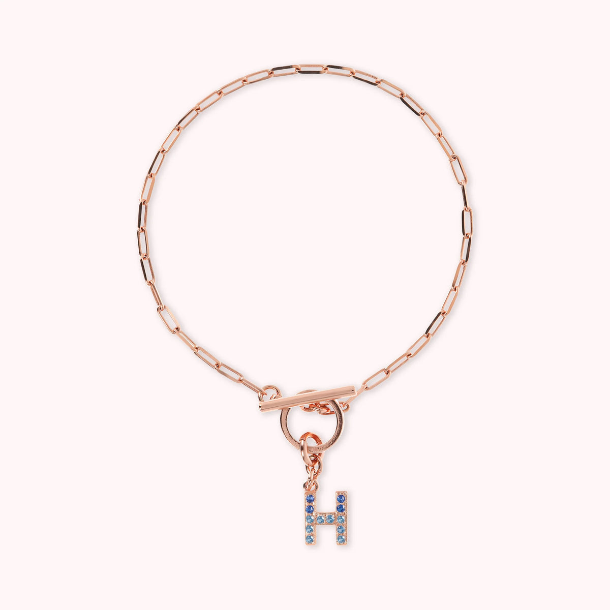 Mini Paper Link Necklace With Letter Pavé and T-Bar
