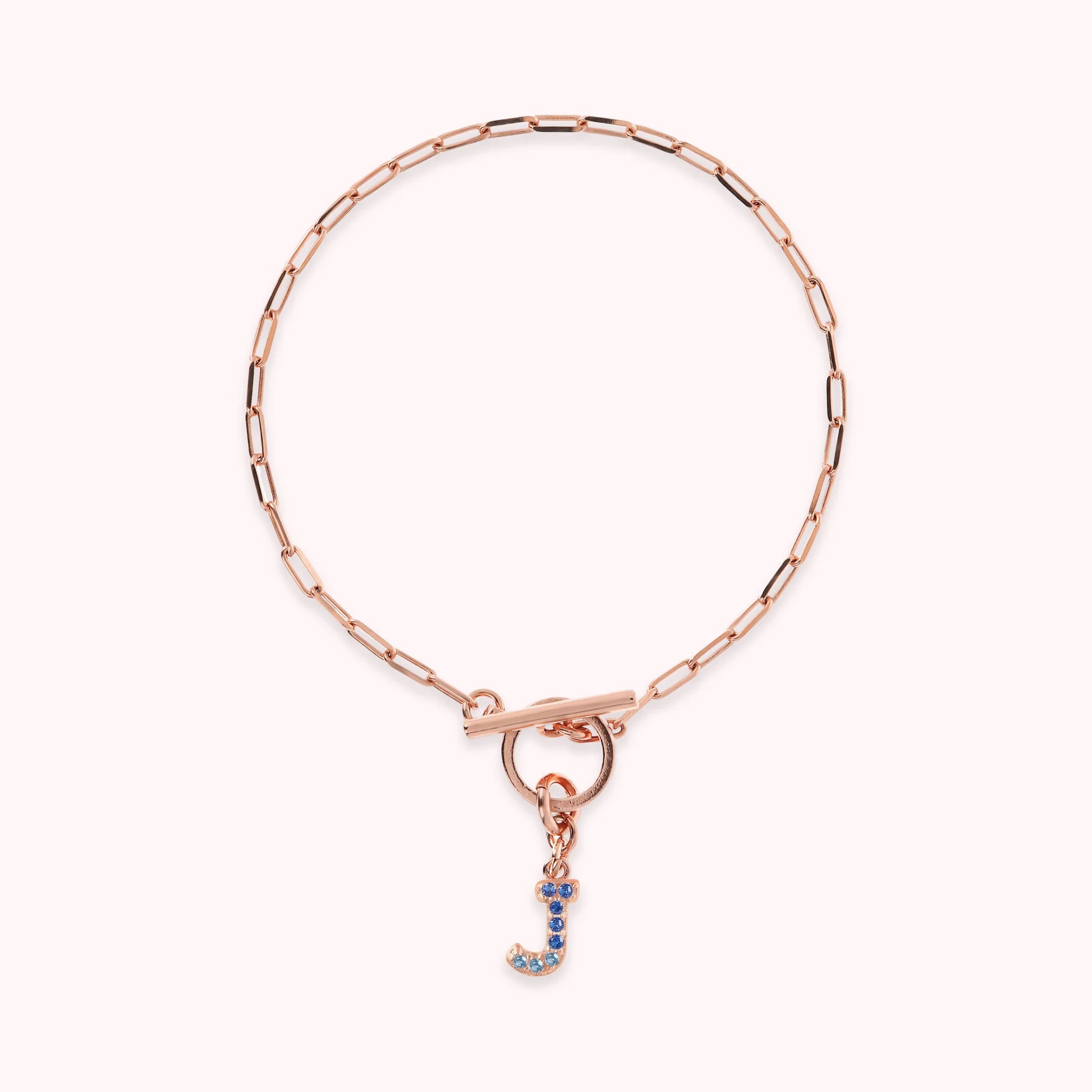Mini Paper Link Necklace With Letter Pavé and T-Bar