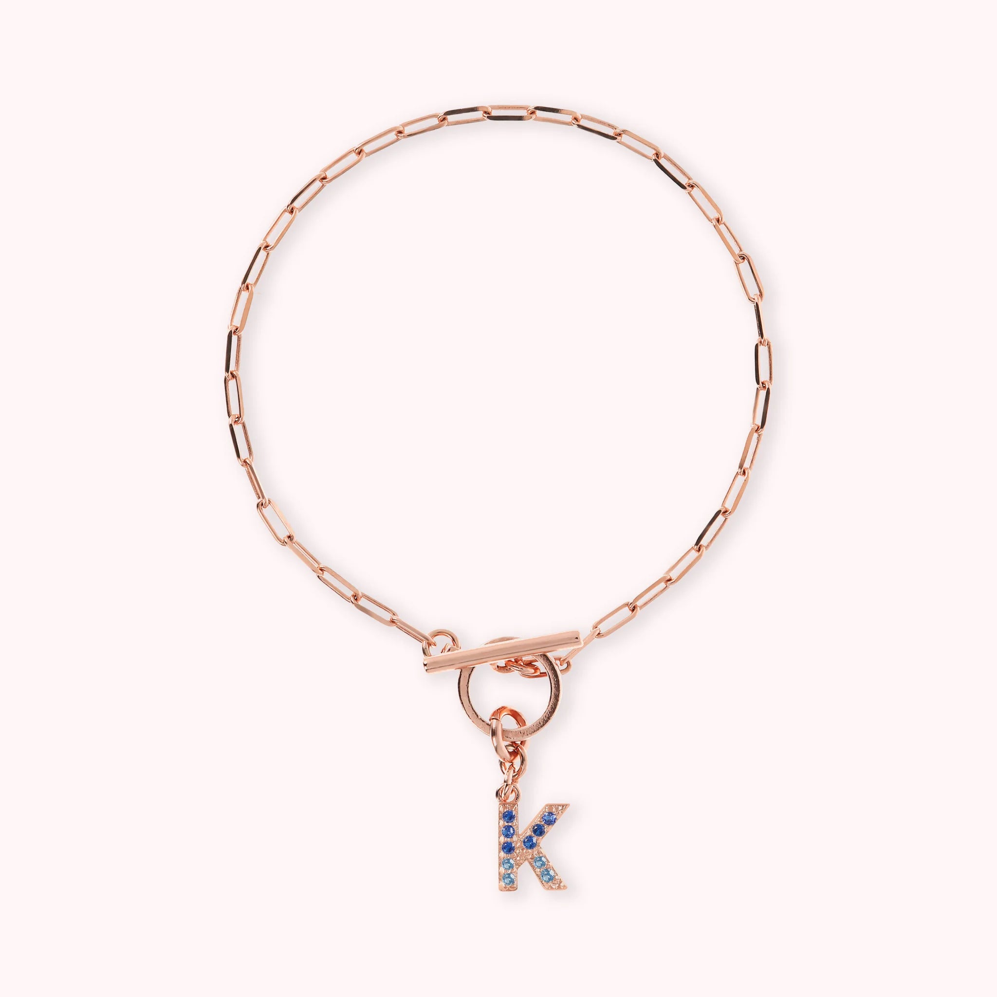 Mini Paper Link Necklace With Letter Pavé and T-Bar