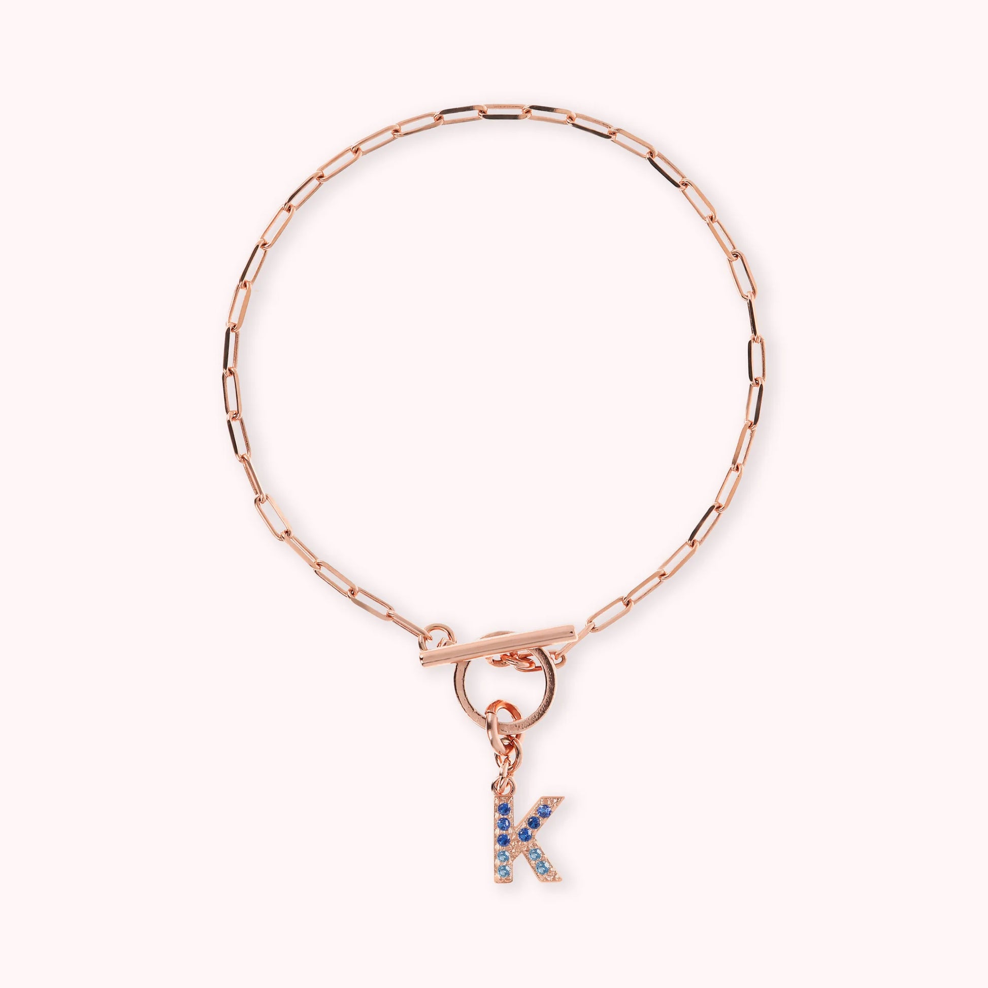 Mini Paper Link Necklace With Letter Pavé and T-Bar