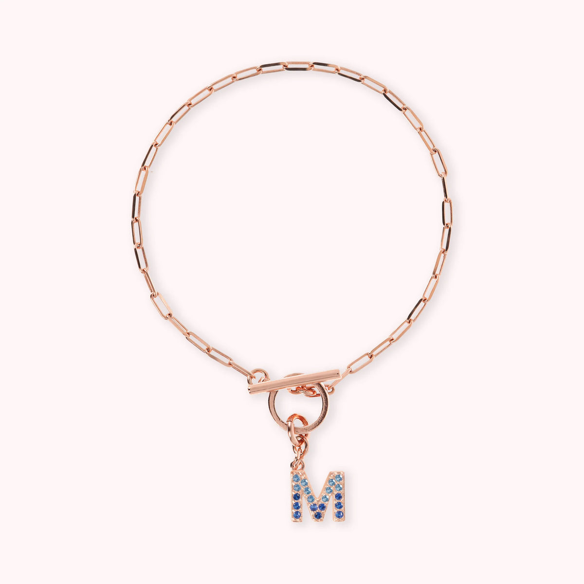 Mini Paper Link Necklace With Letter Pavé and T-Bar