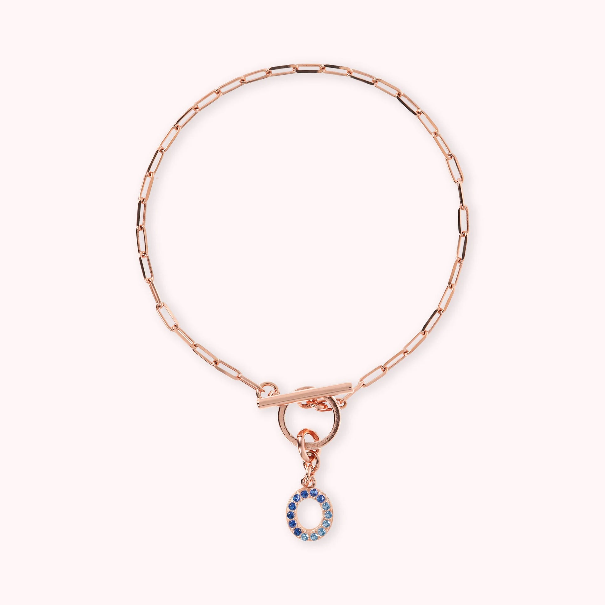 Mini Paper Link Necklace With Letter Pavé and T-Bar