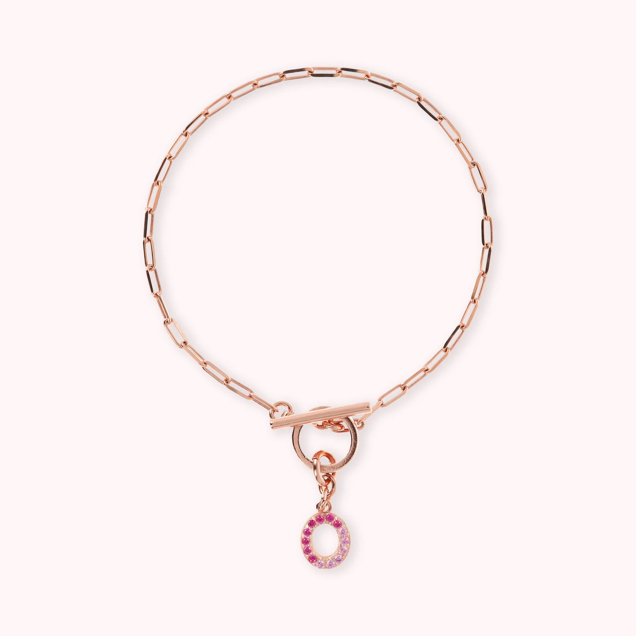 Mini Paper Link Necklace With Letter Pavé and T-Bar