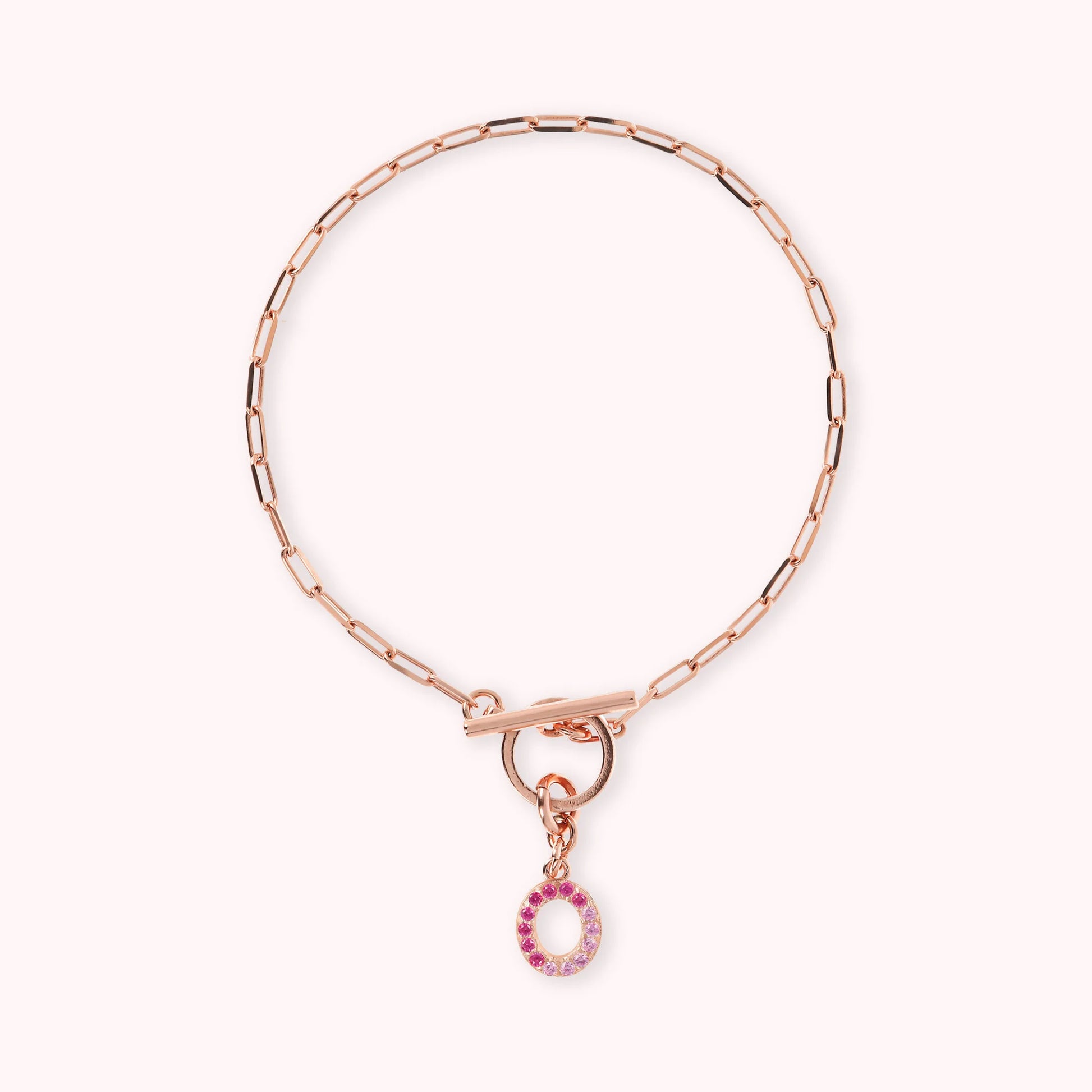 Mini Paper Link Necklace With Letter Pavé and T-Bar