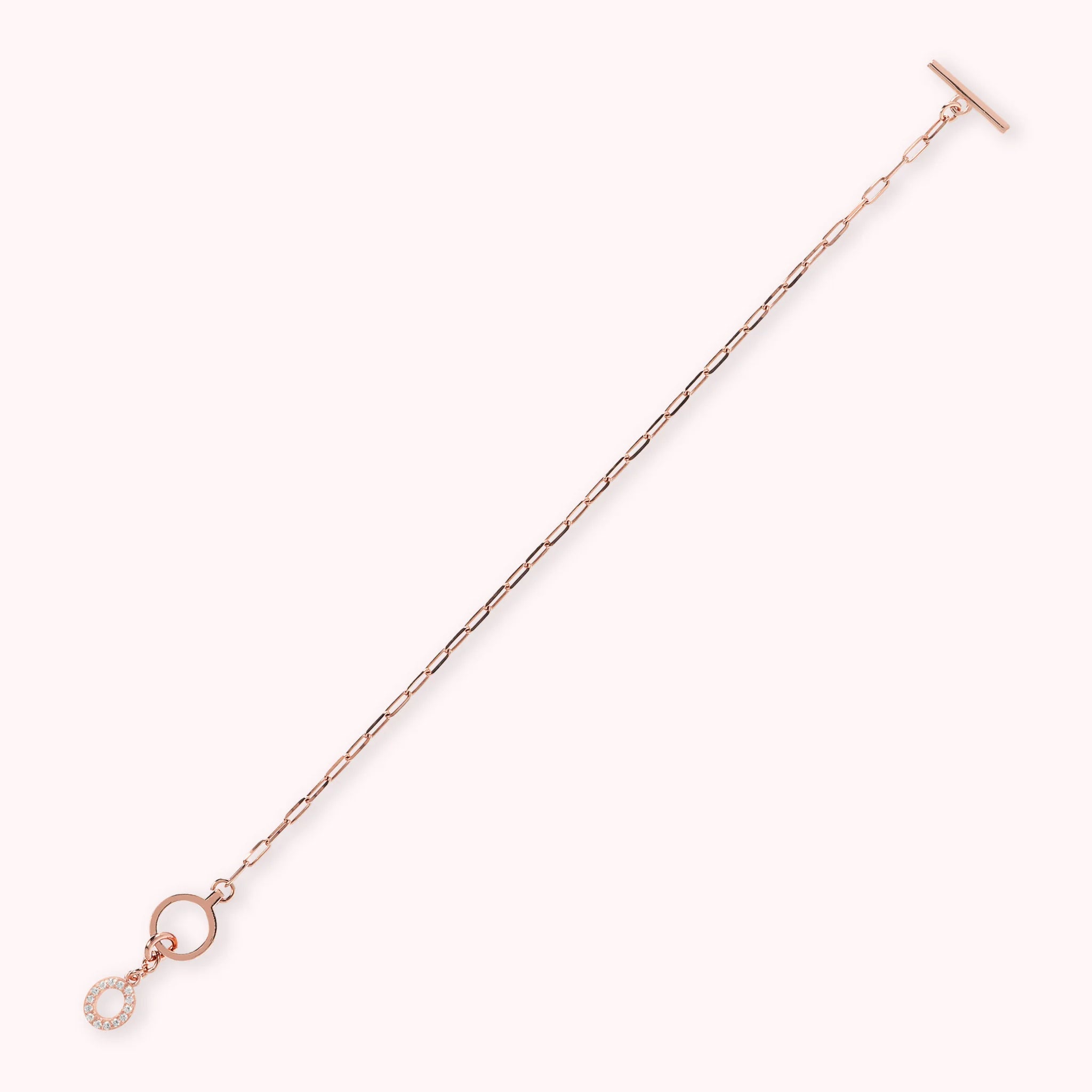 Mini Paper Link Necklace With Letter Pavé and T-Bar