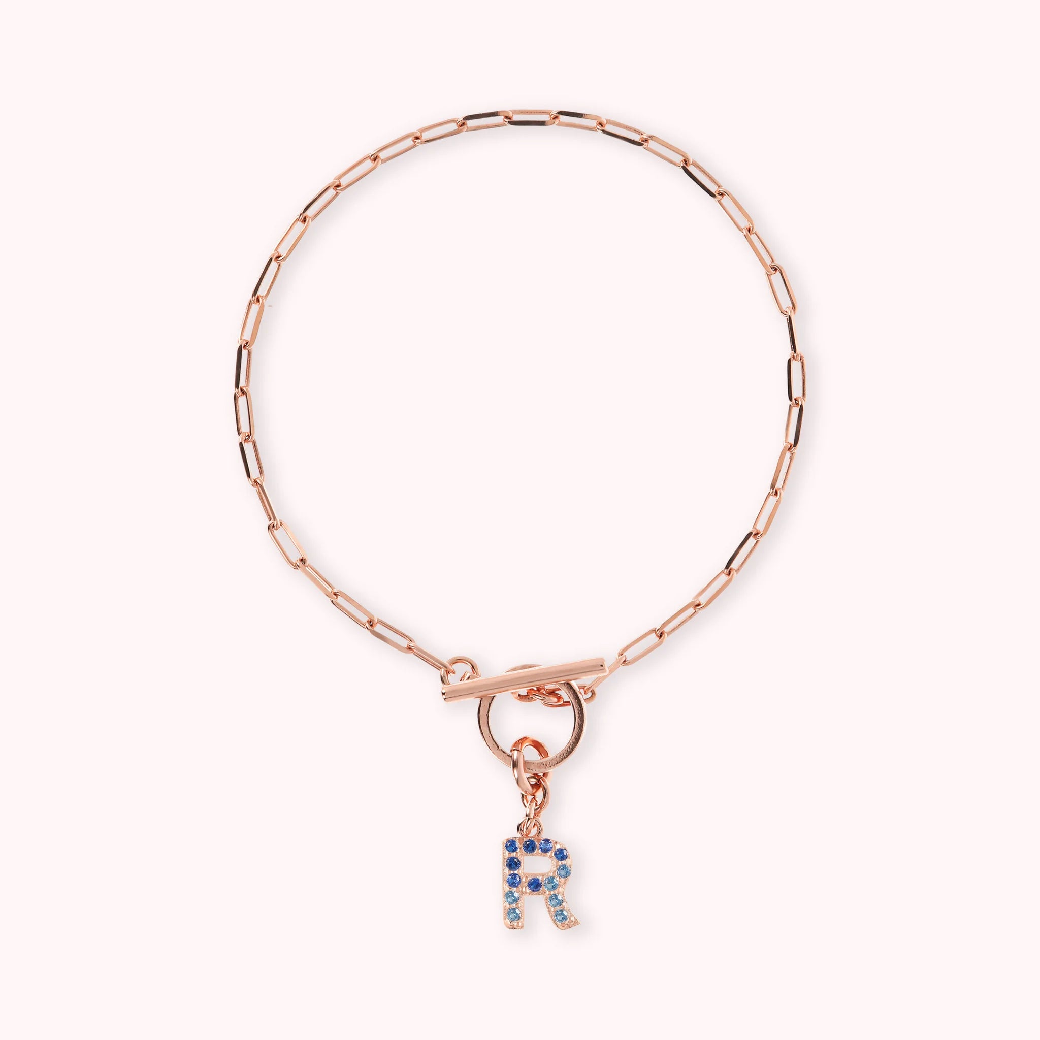 Mini Paper Link Necklace With Letter Pavé and T-Bar