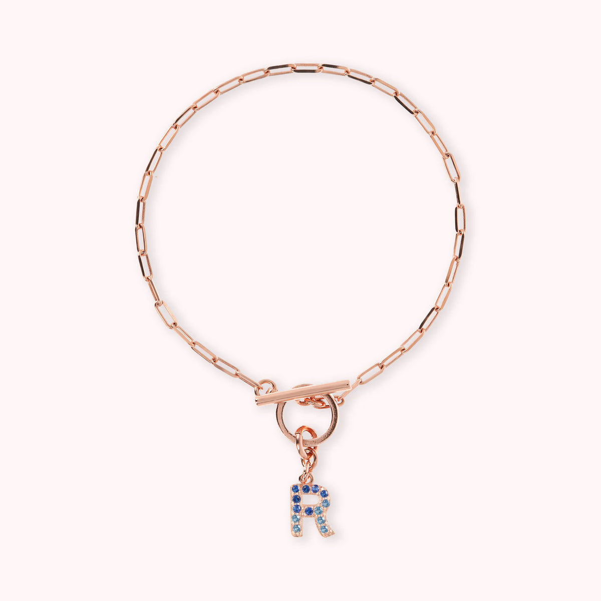 Mini Paper Link Necklace With Letter Pavé and T-Bar