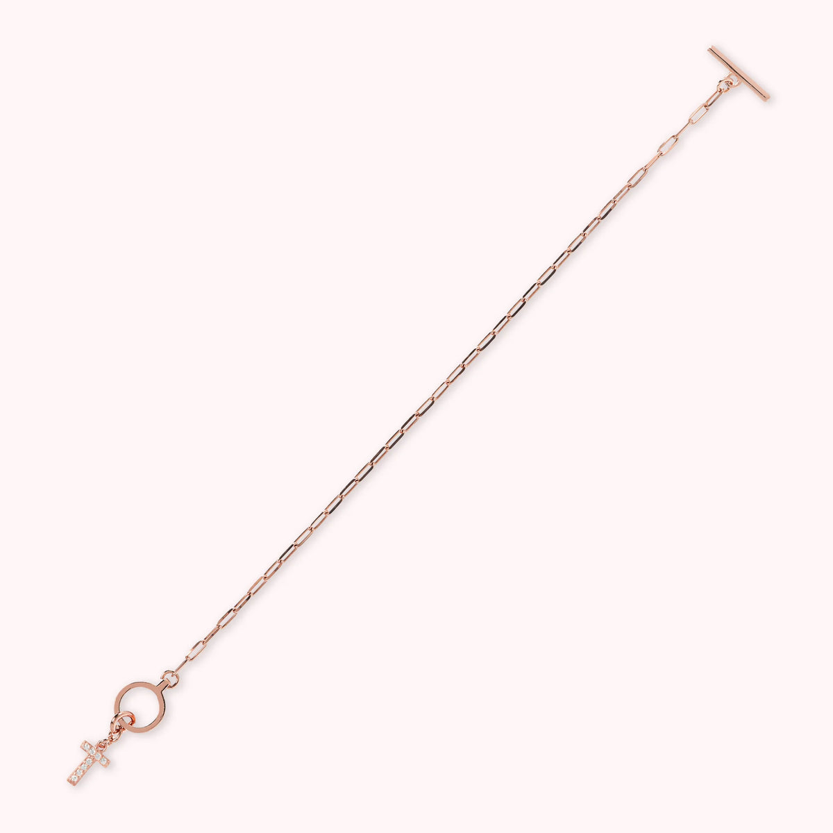Mini Paper Link Necklace With Letter Pavé and T-Bar