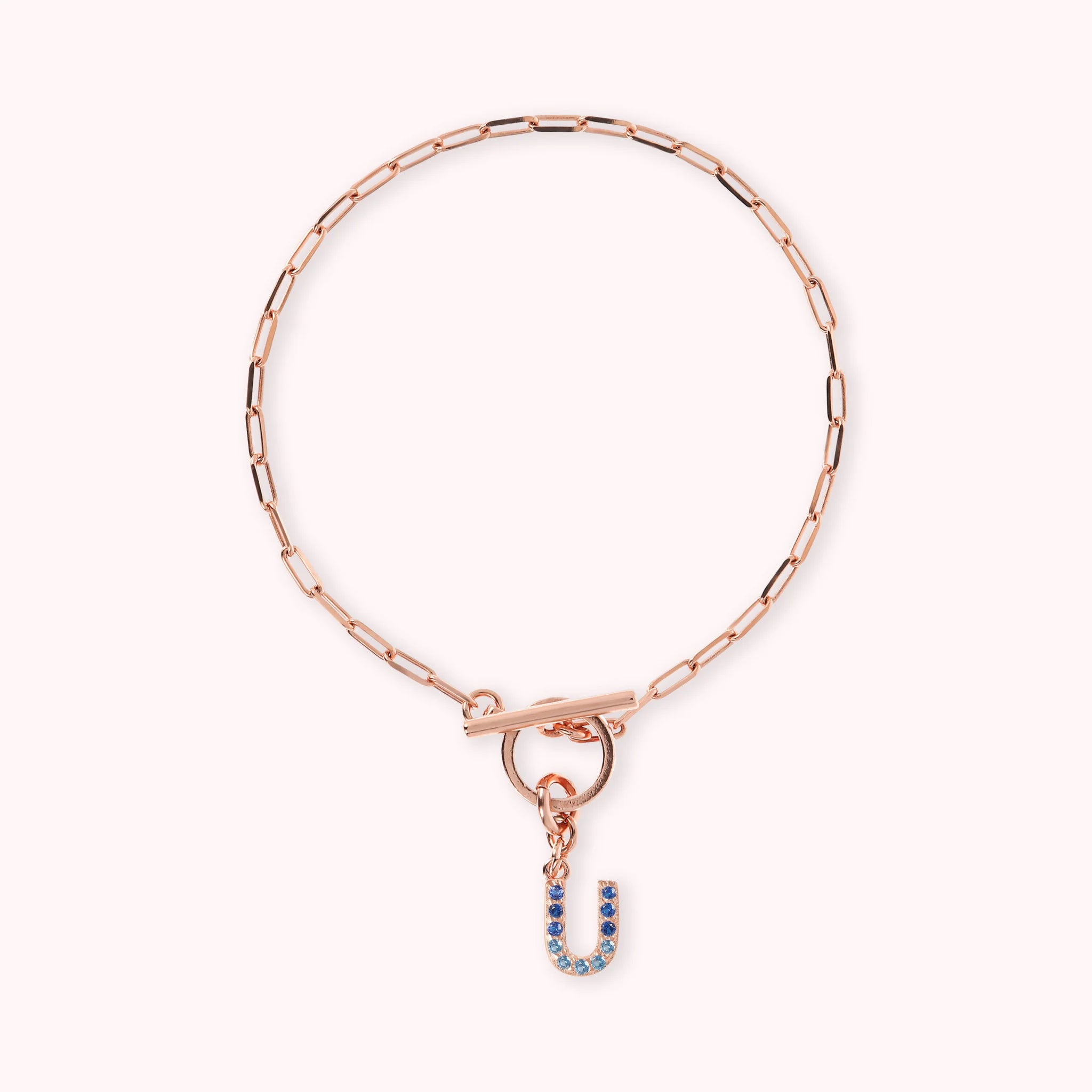 Mini Paper Link Necklace With Letter Pavé and T-Bar
