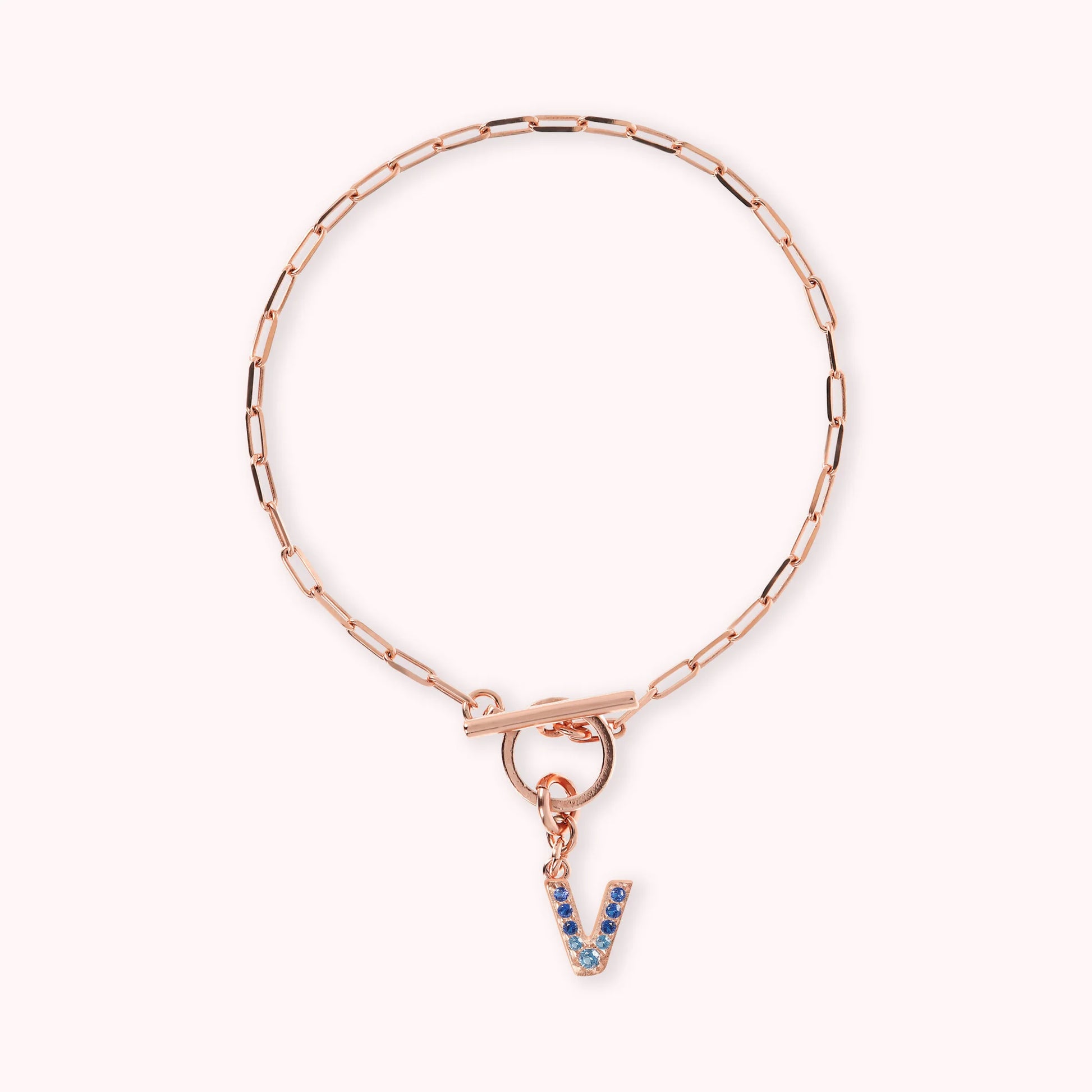 Mini Paper Link Necklace With Letter Pavé and T-Bar