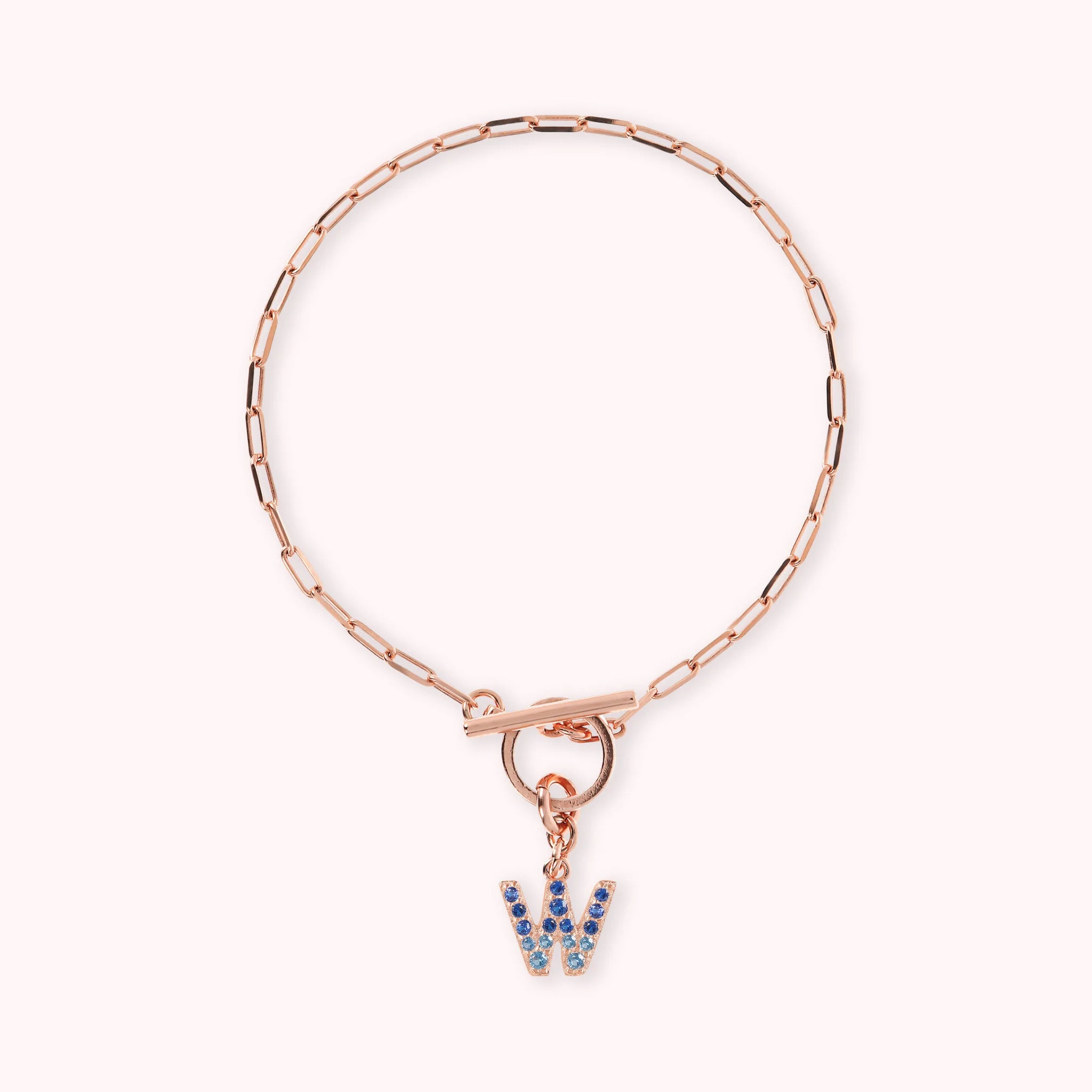 Mini Paper Link Necklace With Letter Pavé and T-Bar