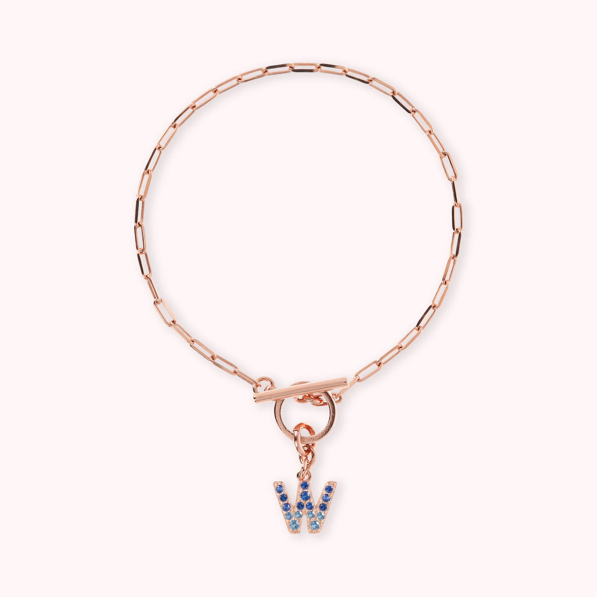 Mini Paper Link Necklace With Letter Pavé and T-Bar
