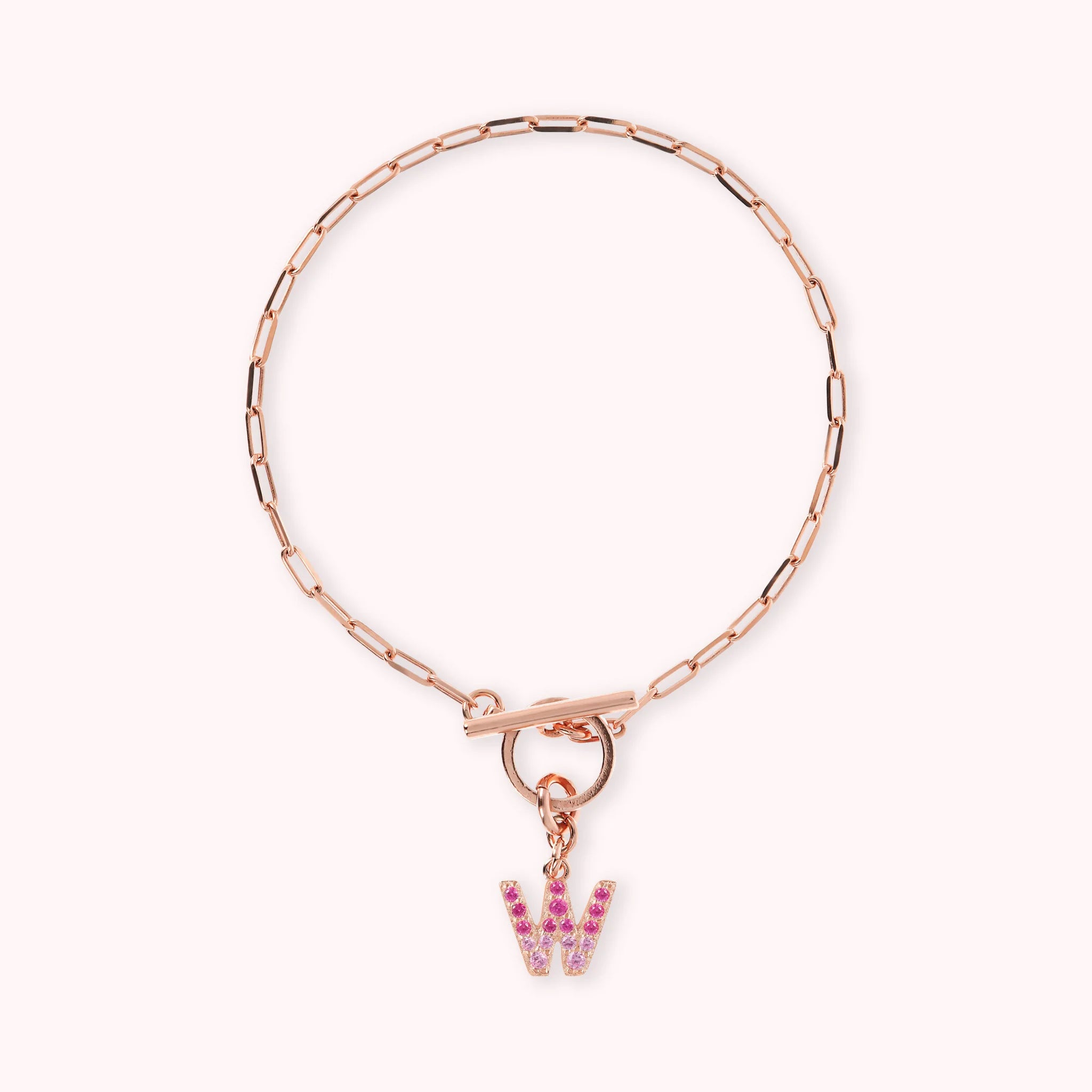 Mini Paper Link Necklace With Letter Pavé and T-Bar