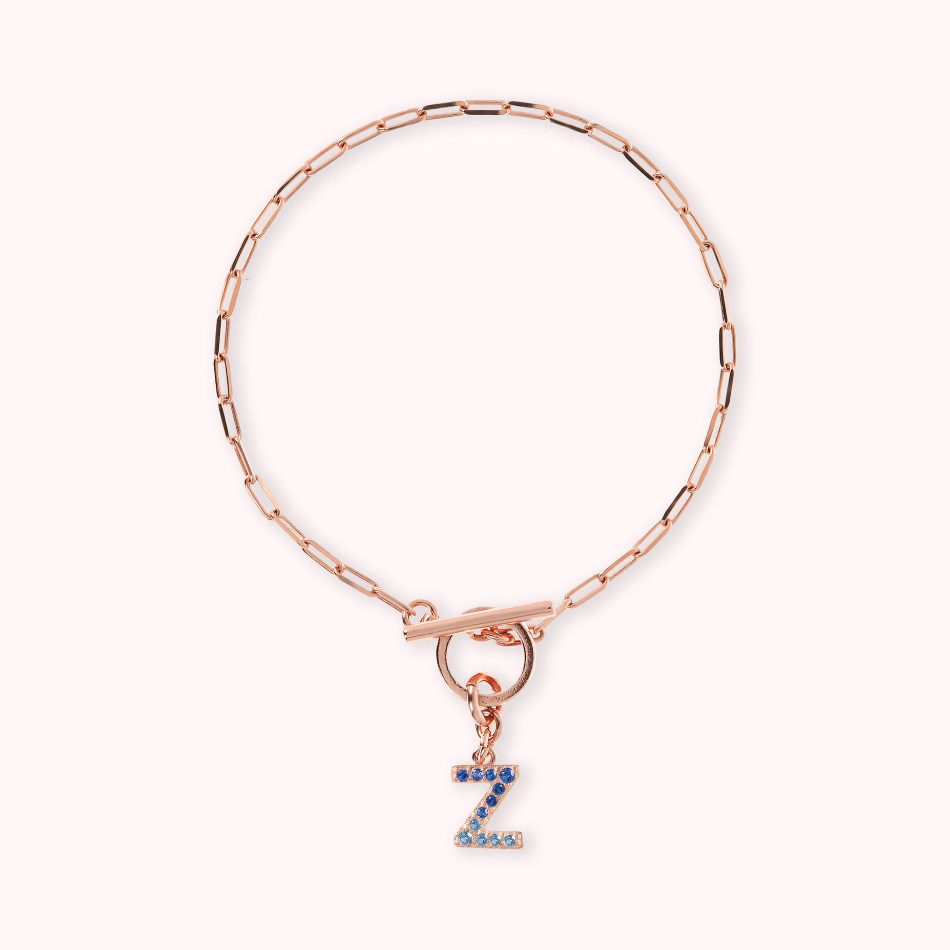 Mini Paper Link Necklace With Letter Pavé and T-Bar