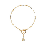 Bracelet chaîne Forzatina dorée avec pendentif lettre pavé en zircone cubique