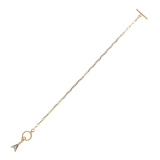 Golden Forzatina Chain Bracelet with Pavé Letter Pendant in Cubic Zirconia