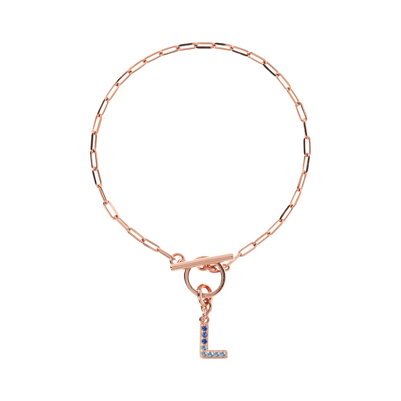 Bracelet chaîne Forzatina avec pendentif lettre pavé en zircone cubique