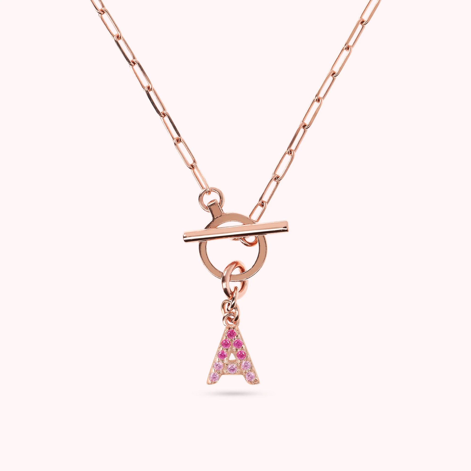 Mini Paper Link Bracelet with Letter Pavé and T-Bar