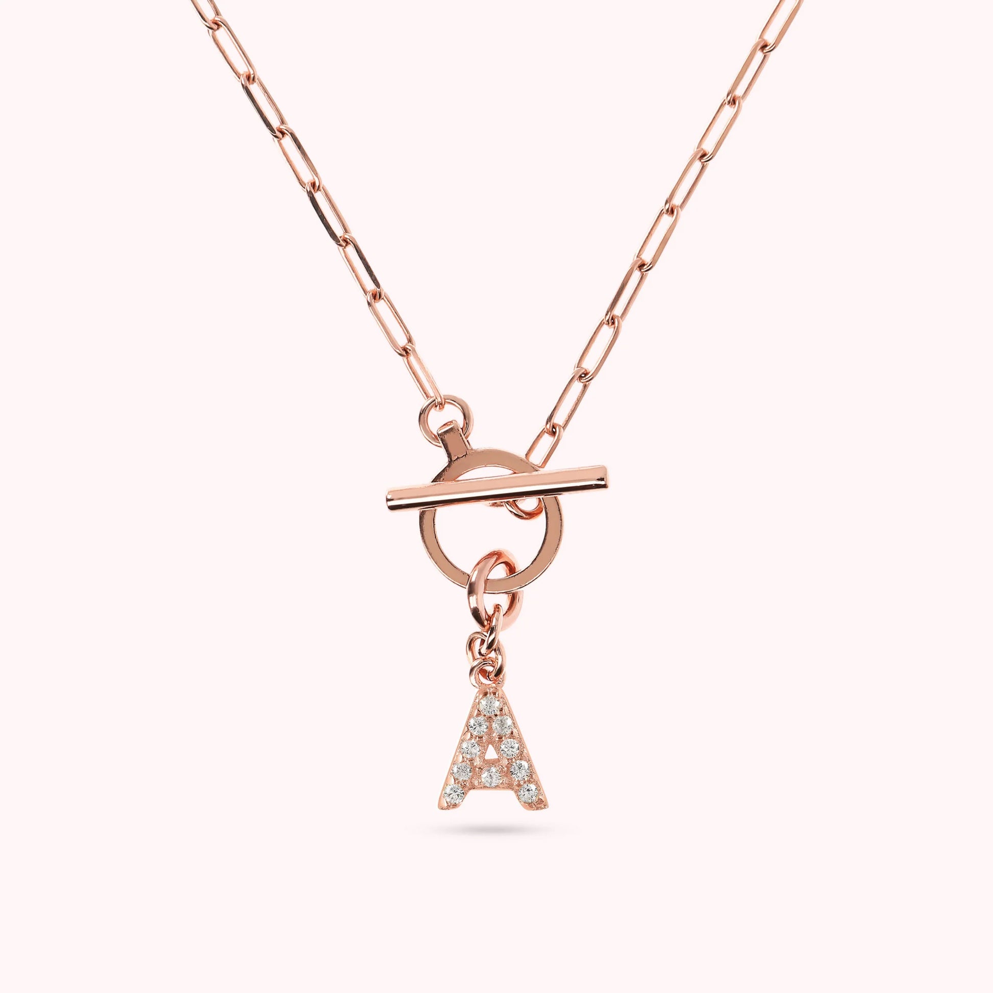 Mini Paper Link Bracelet with Letter Pavé and T-Bar