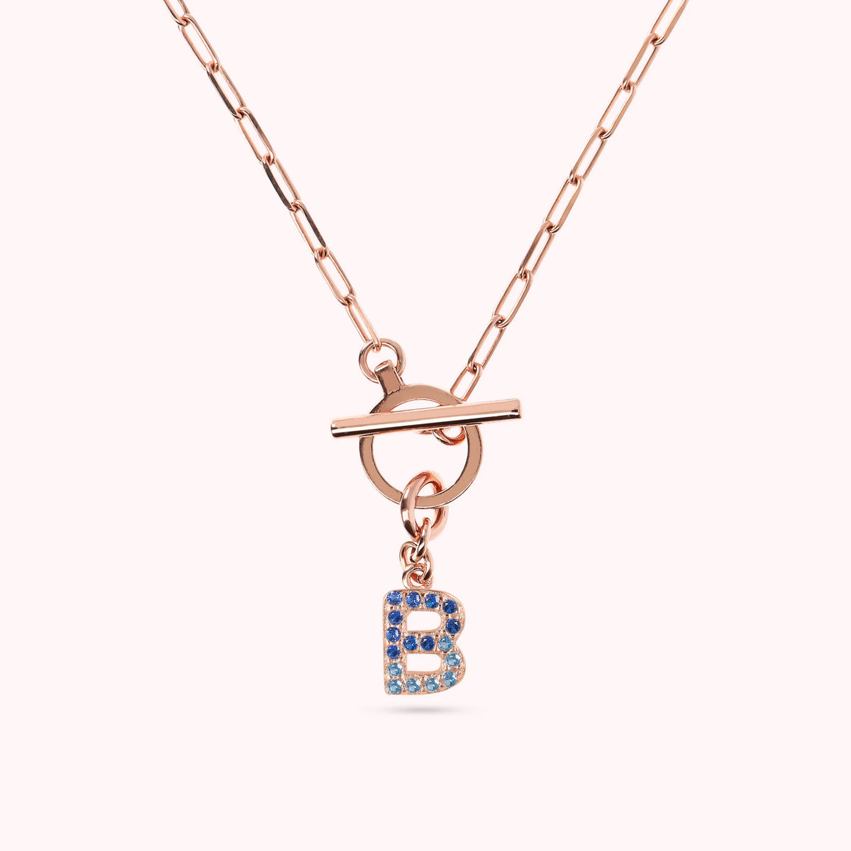 Mini Paper Link Bracelet with Letter Pavé and T-Bar
