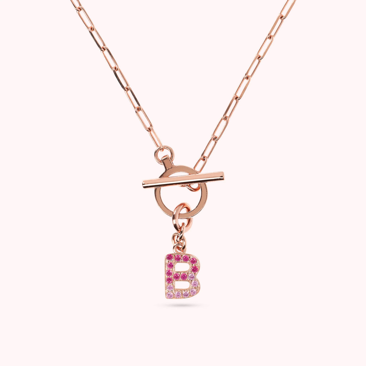Mini Paper Link Bracelet with Letter Pavé and T-Bar