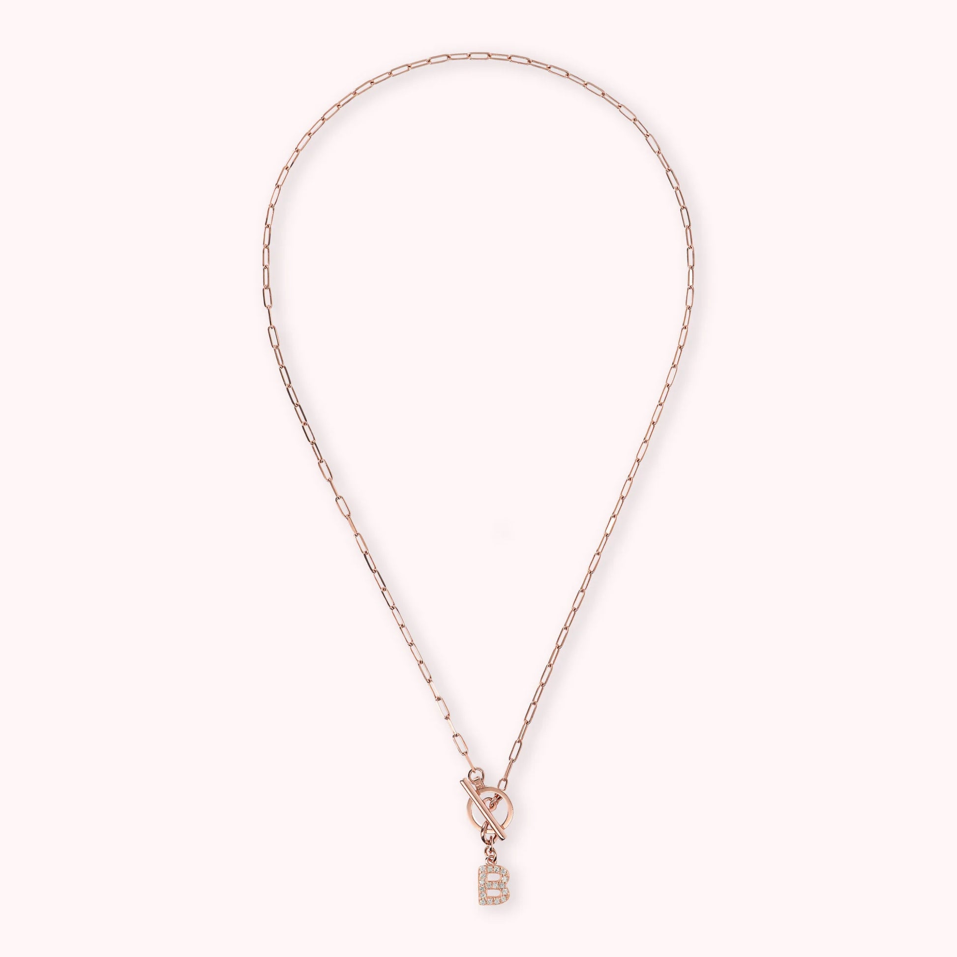 Mini Paper Link Bracelet with Letter Pavé and T-Bar