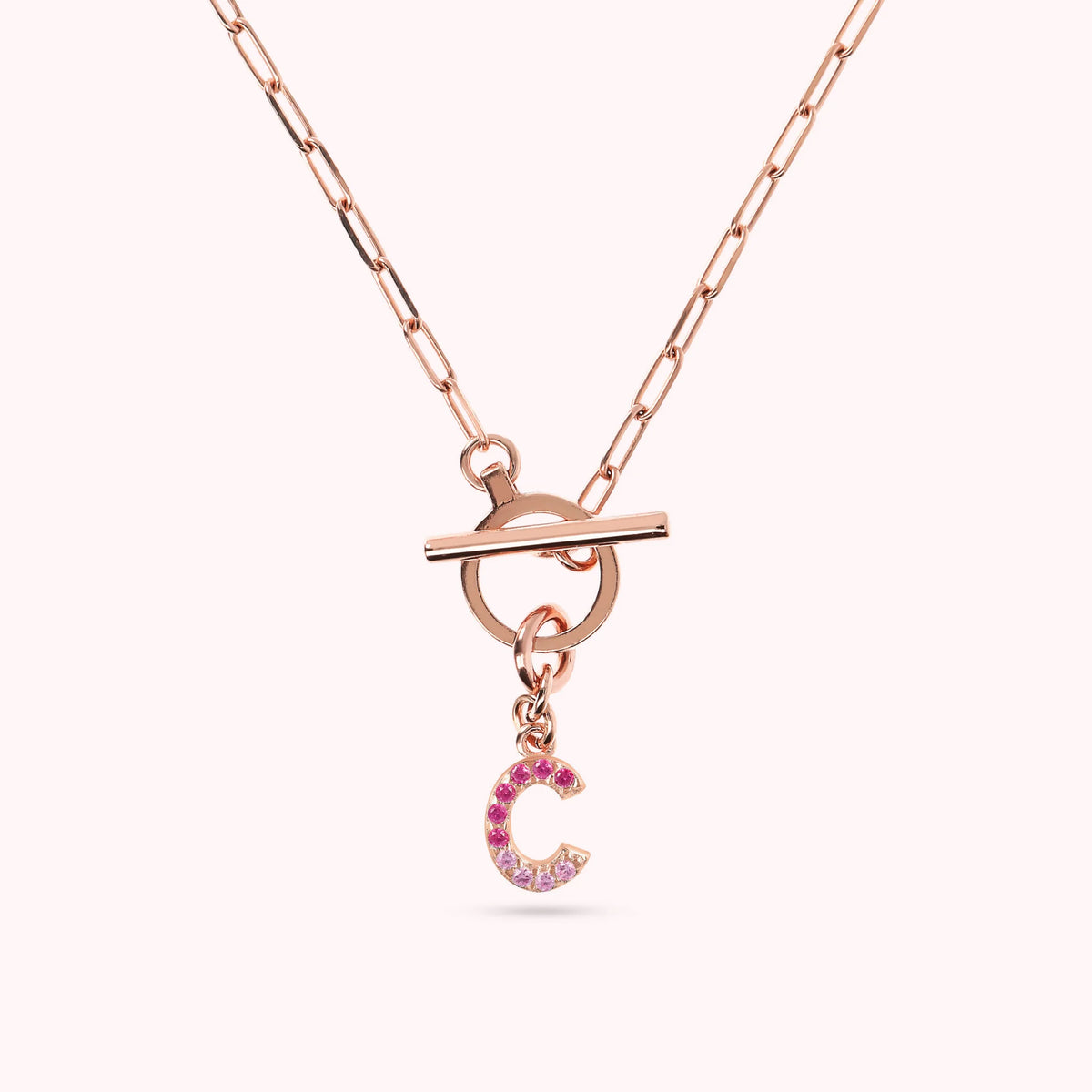 Mini Paper Link Bracelet with Letter Pavé and T-Bar