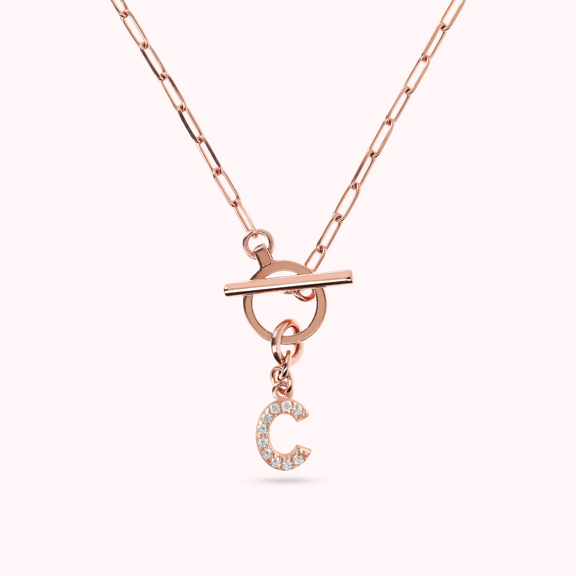 Mini Paper Link Bracelet with Letter Pavé and T-Bar