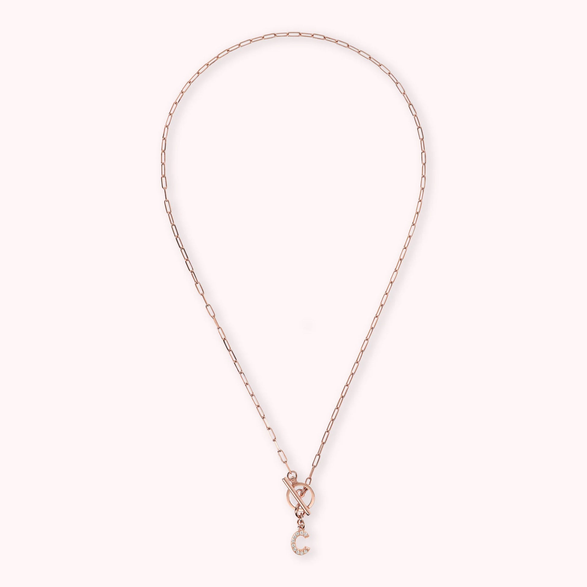 Mini Paper Link Bracelet with Letter Pavé and T-Bar