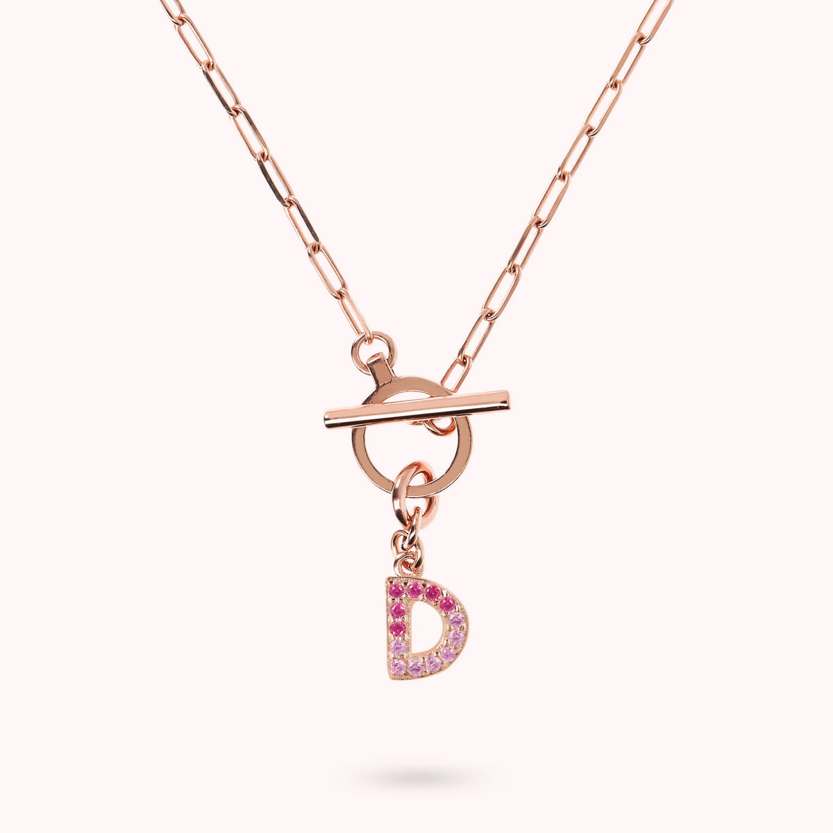 Mini Paper Link Bracelet with Letter Pavé and T-Bar