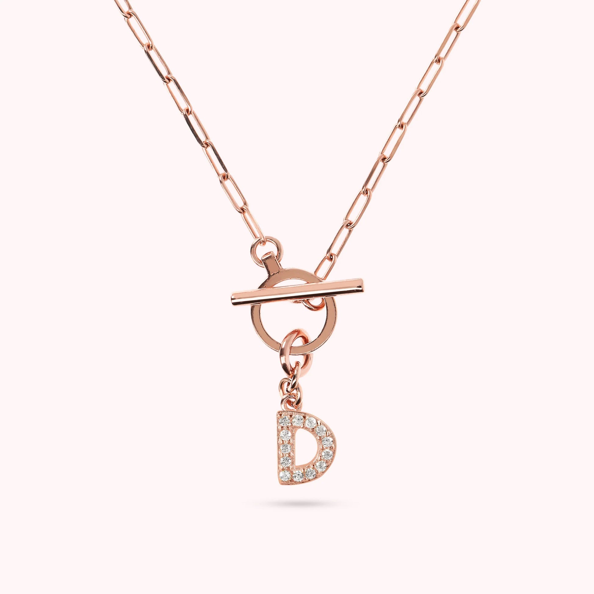 Mini Paper Link Bracelet with Letter Pavé and T-Bar