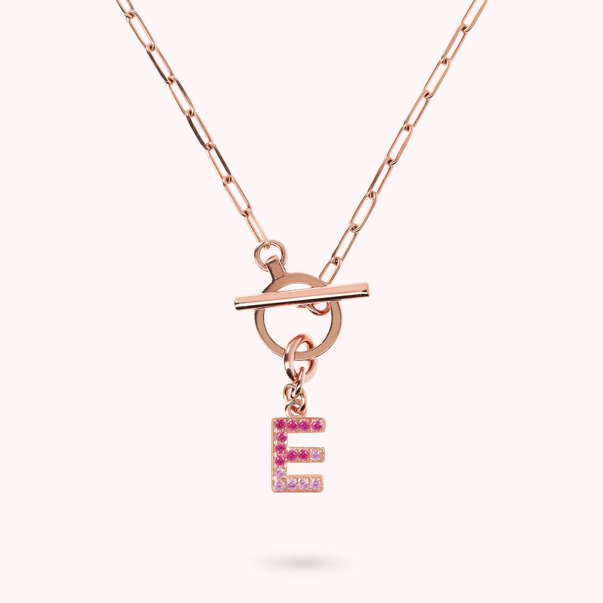 Mini Paper Link Bracelet with Letter Pavé and T-Bar