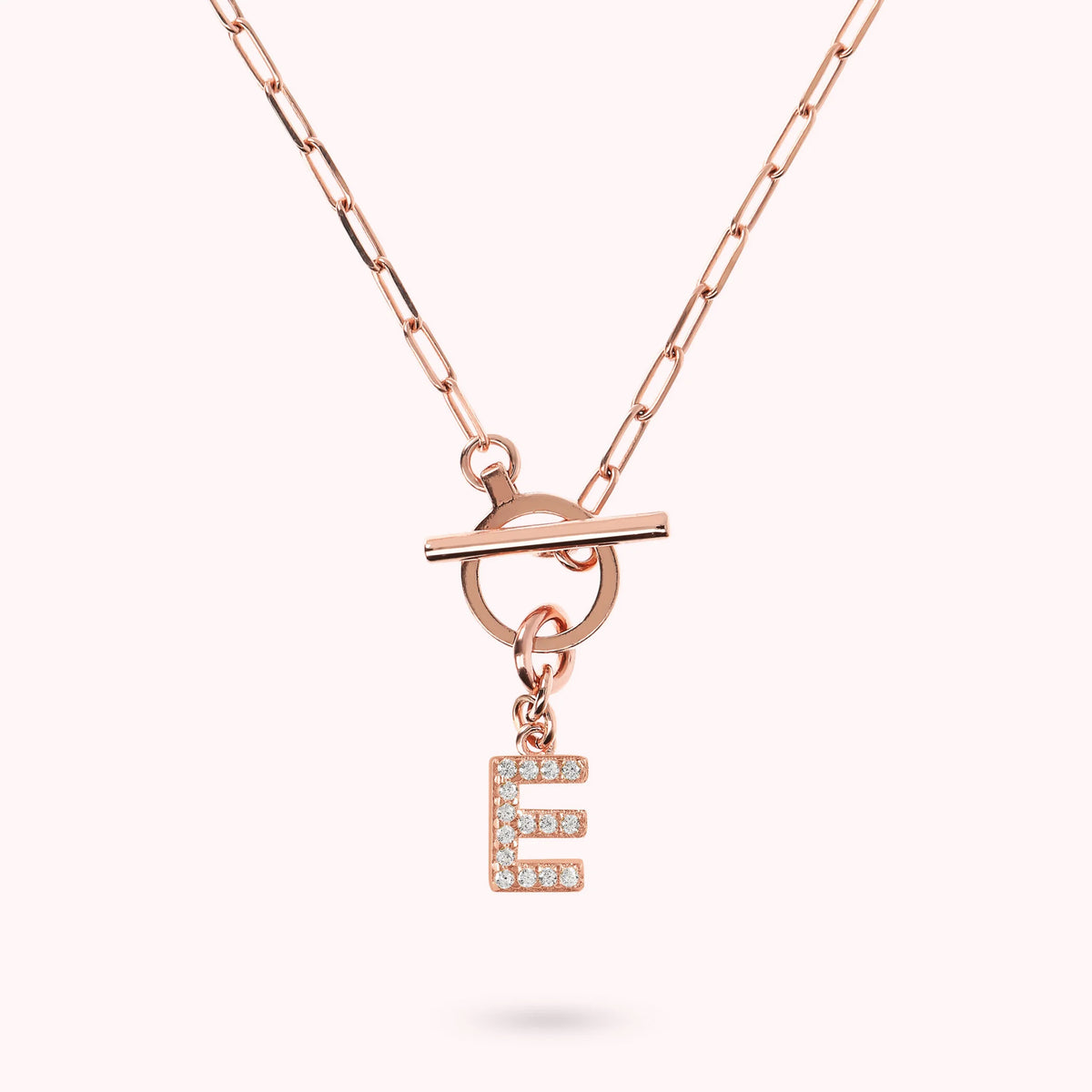 Mini Paper Link Bracelet with Letter Pavé and T-Bar