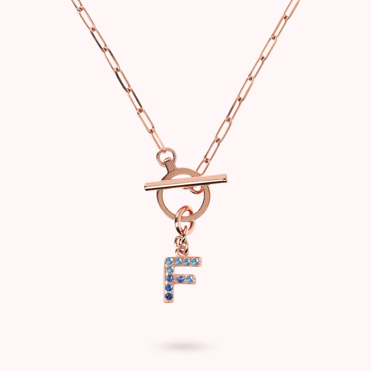 Mini Paper Link Bracelet with Letter Pavé and T-Bar