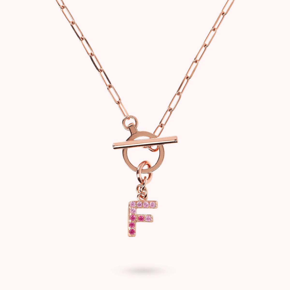 Mini Paper Link Bracelet with Letter Pavé and T-Bar