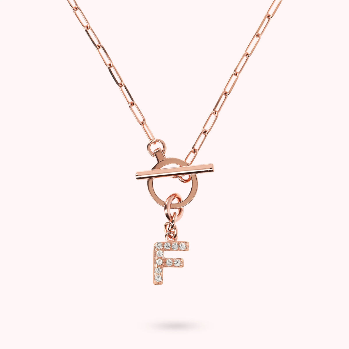 Mini Paper Link Bracelet with Letter Pavé and T-Bar