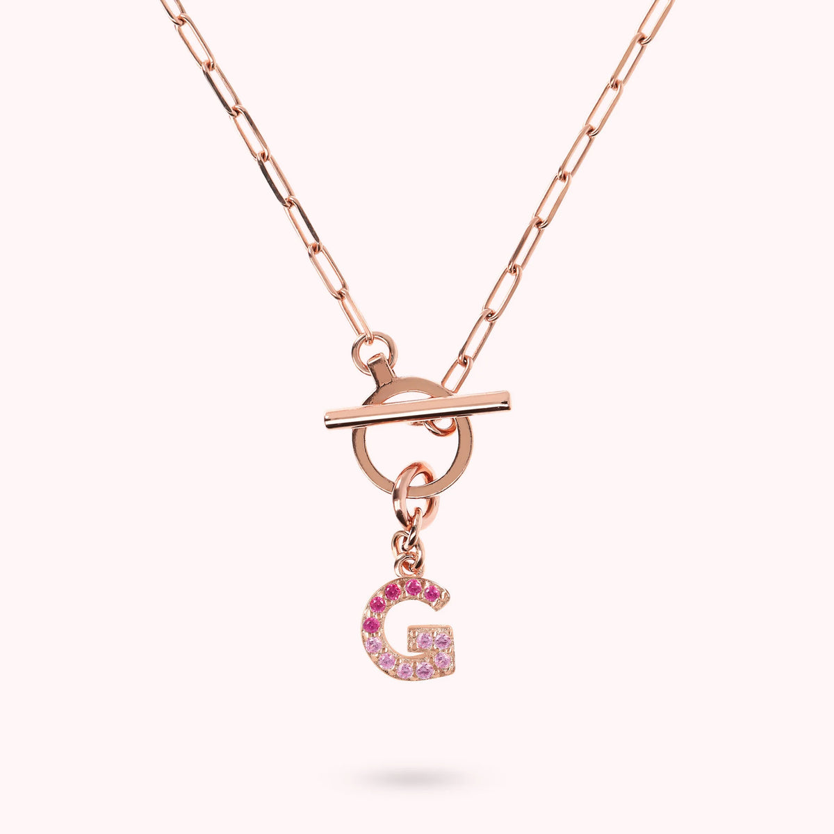 Mini Paper Link Bracelet with Letter Pavé and T-Bar
