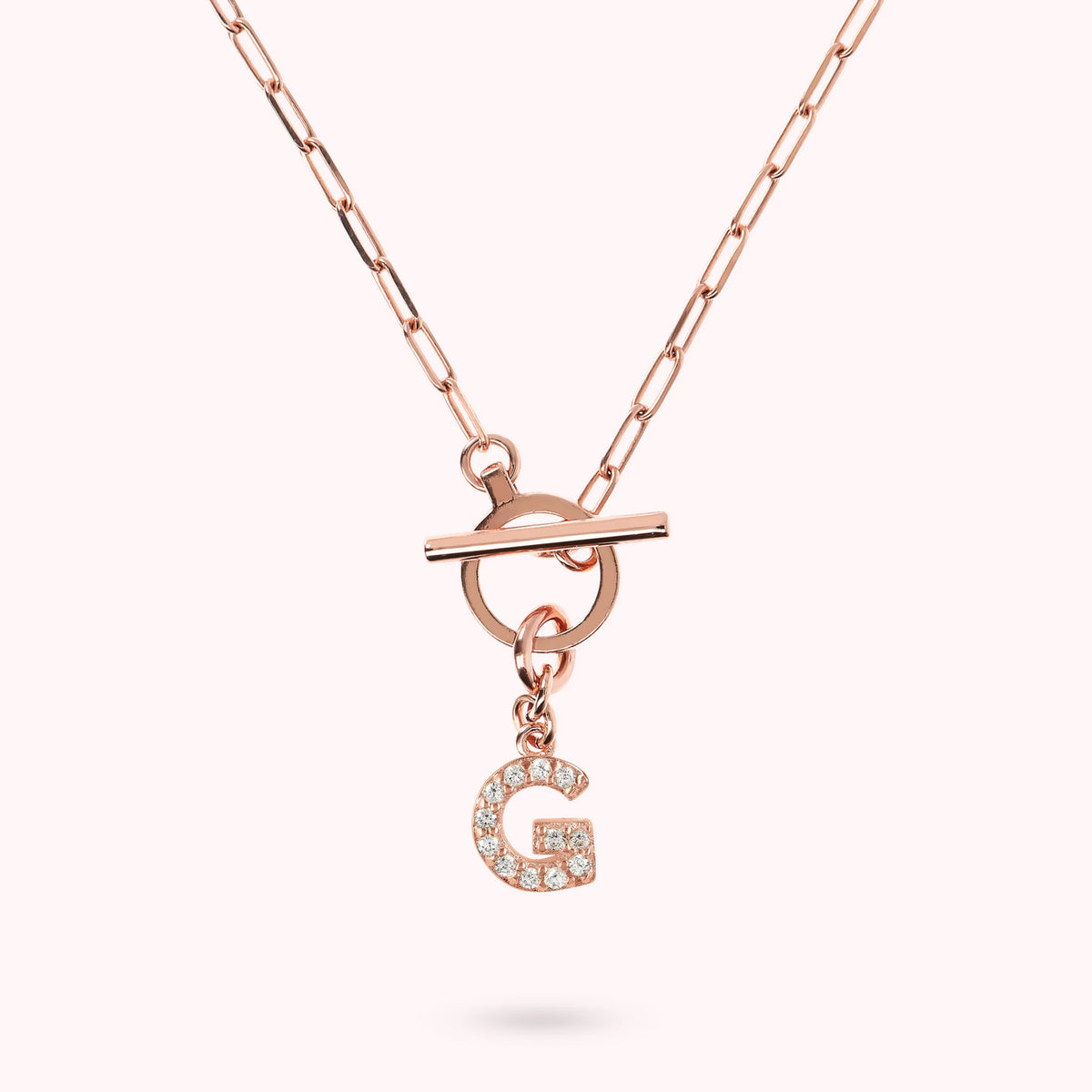 Mini Paper Link Bracelet with Letter Pavé and T-Bar