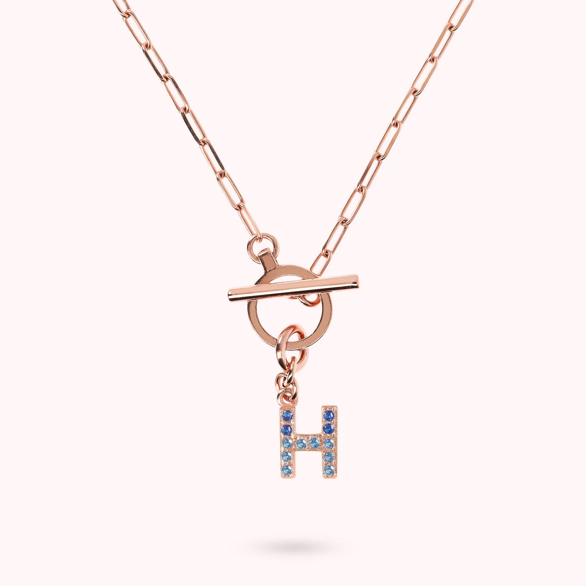 Mini Paper Link Bracelet with Letter Pavé and T-Bar