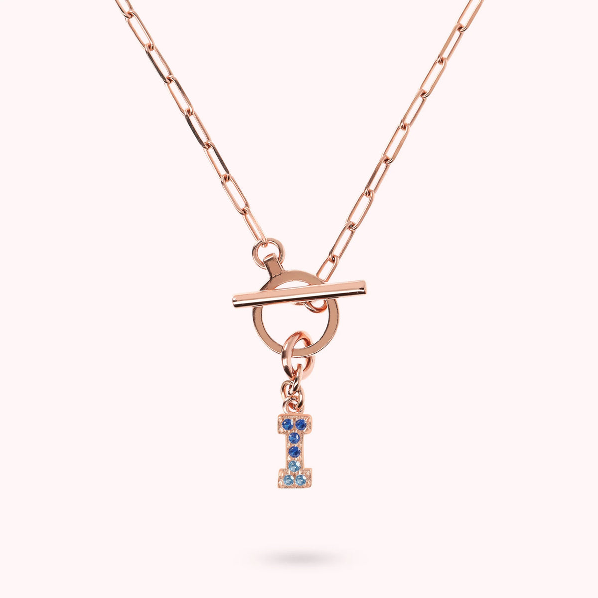 Mini Paper Link Bracelet with Letter Pavé and T-Bar